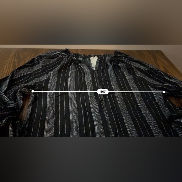 Blu Pepper boho blouse black white peasant sleeve women’s M striped top NWT - Picture 13 of 16